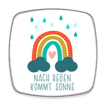 Nach Regen kommt Sonne - Regenbogen mit Herz - Viereckiger Kühlschrankmagnet - Weiß - Vorne