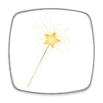 goldener Sternen Zauberstab für Feen zum zaubern - Viereckiger Kühlschrankmagnet - Weiß - Vorne
