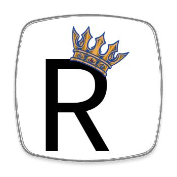 R with Crown – Royal Typo Design - Square fridge magnet - white - Front