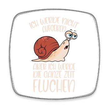 Joggen Schnecke Spruch nicht aufgeben aber fluchen - Viereckiger Kühlschrankmagnet - Weiß - Vorne
