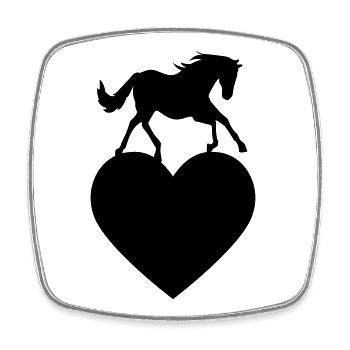 Pferd mit Herz - Viereckiger Kühlschrankmagnet - Weiß - Vorne