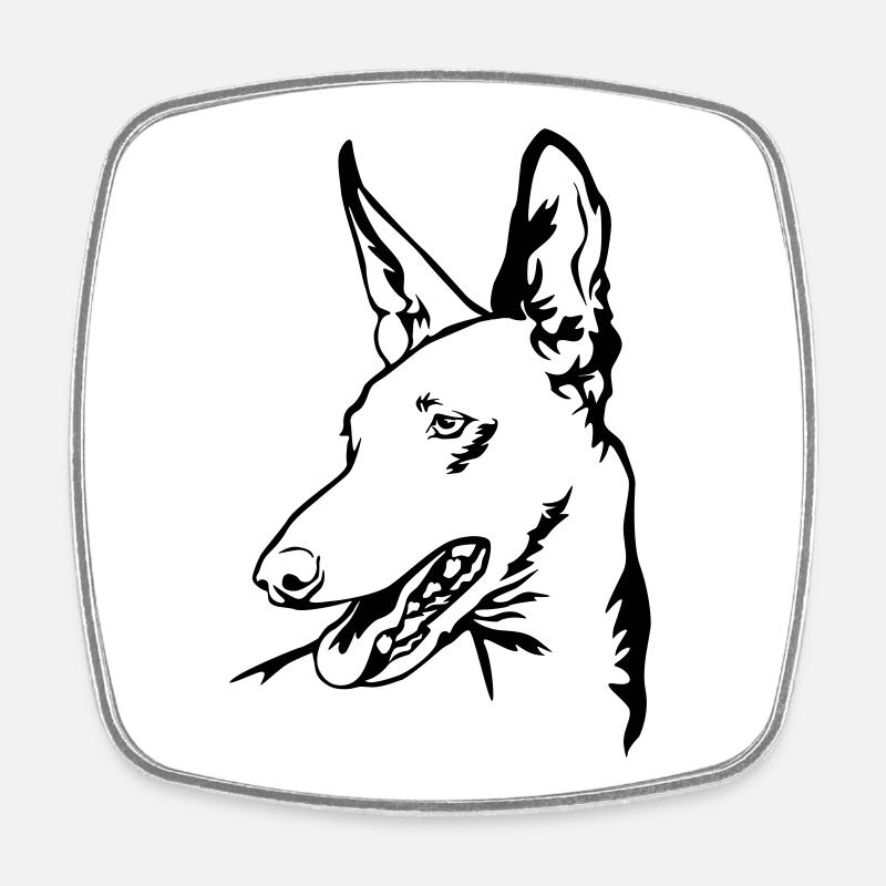 Tête Podenco - Magnet carré - blanc