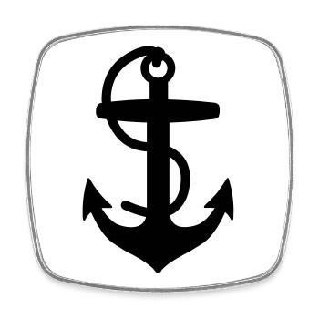 Ancre pour bateau ou navire avec marin à corde - Magnet carré - blanc - Devant
