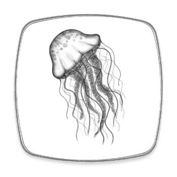 Qualle Jellyfish - Viereckiger Kühlschrankmagnet - Weiß - Vorne