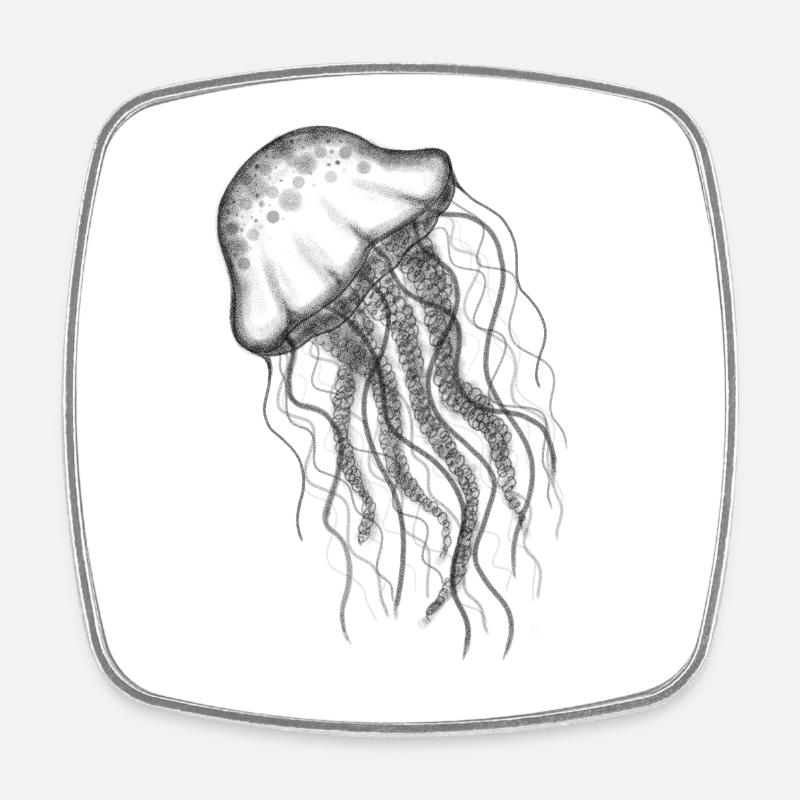 Jellyfish Jellyfish - Square fridge magnet - white