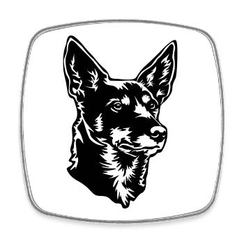 Tête de kelpie australienne - Magnet carré - blanc - Devant