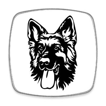 Tête de berger allemand - Magnet carré - blanc - Devant