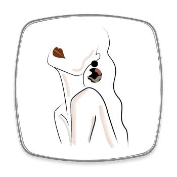Dessin silhouette femme - Magnet carré - blanc - Devant