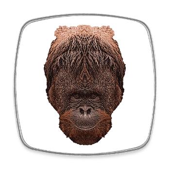 funny monkey face, animal designs men - Square fridge magnet - white - Front
