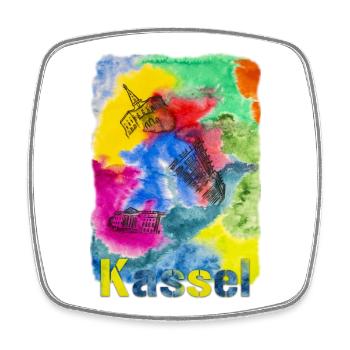 Kassel - ein Aquarell für eine wunderschöne Stadt - Viereckiger Kühlschrankmagnet - Weiß - Vorne