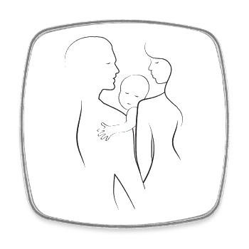 Family Silhouette Father,Mother and Child - Square fridge magnet - white - Front