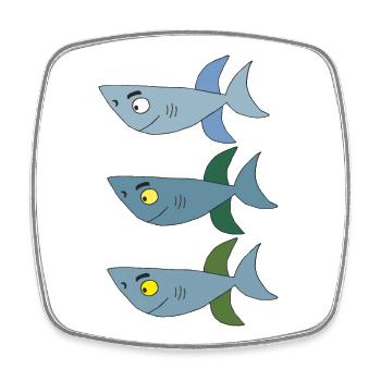 haifisch 3 brüder - Viereckiger Kühlschrankmagnet - Weiß - Vorne