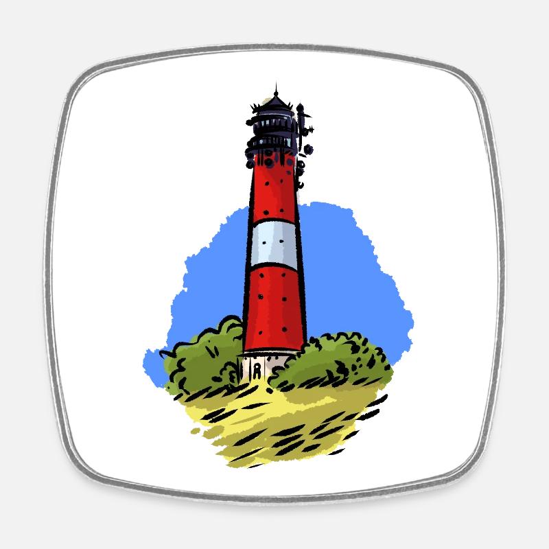 Lighthouse Hörnum Sylt - Square fridge magnet - white