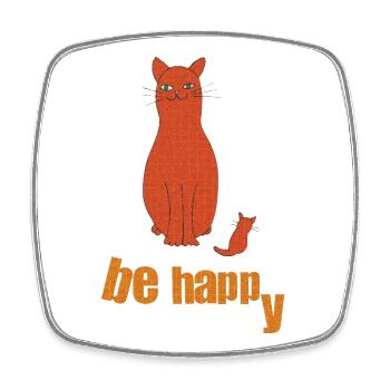 katze be happy - Viereckiger Kühlschrankmagnet - Weiß - Vorne