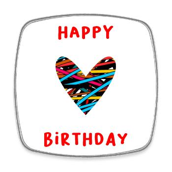 BIRTHDAY. HAPPY BIRTHDAY. HAPPY BIRTHDAY. - Square fridge magnet - white - Front