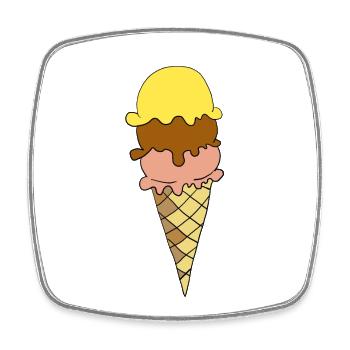 Gelbe Eiscreme Dreier-Sortiment - Viereckiger Kühlschrankmagnet - Weiß - Vorne