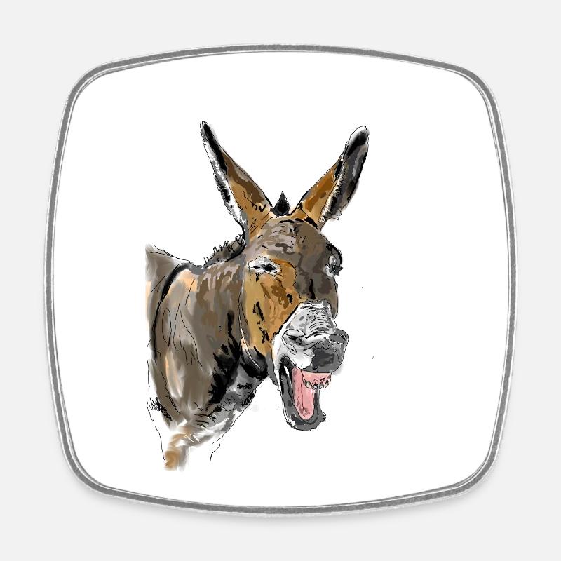 Esel Donkey Âne - Magnet carré - blanc