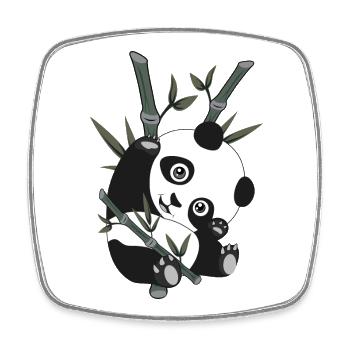 Panda - Bambus - Viereckiger Kühlschrankmagnet - Weiß - Vorne