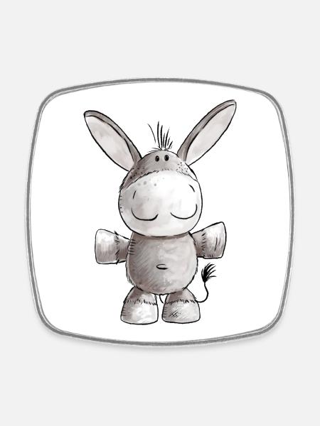 Little donkey I animal motif - Square fridge magnet - white