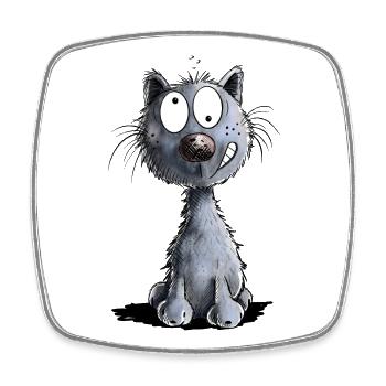 Funny Black Cat - Square fridge magnet - white - Front