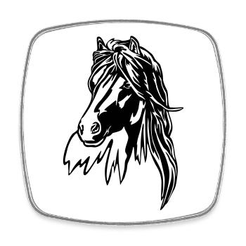 Tête de cheval - Magnet carré - blanc - Devant
