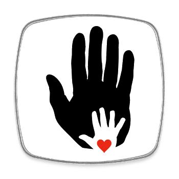 Herz in Babyhand in älterer Hand! - Viereckiger Kühlschrankmagnet - Weiß - Vorne