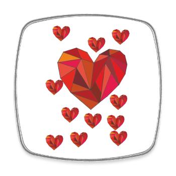 Geometric heart pattern in warm red - Square fridge magnet - white - Front