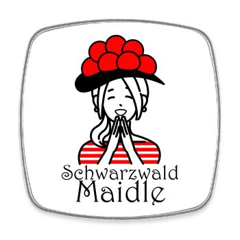 Lustiges Schwarzwald Maidle Bollenhut Design - Viereckiger Kühlschrankmagnet - Weiß - Vorne