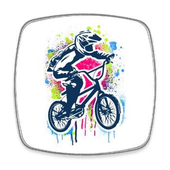 Buntes Bmx Bike | Bmx Fahrrad fahren | Bmx Rad - Viereckiger Kühlschrankmagnet - Weiß - Vorne
