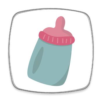 Babyflasche - Viereckiger Kühlschrankmagnet - Weiß - Vorne