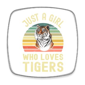 Tiger - Square fridge magnet - white - Front
