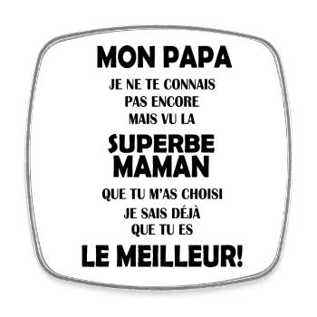 Annonce grossesse Cadeau Futur Papa Future Maman - Magnet carré - blanc - Devant