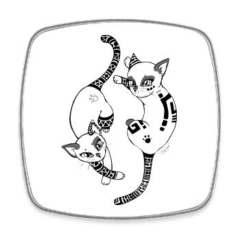 Mystic Cats - Viereckiger Kühlschrankmagnet - Weiß - Vorne
