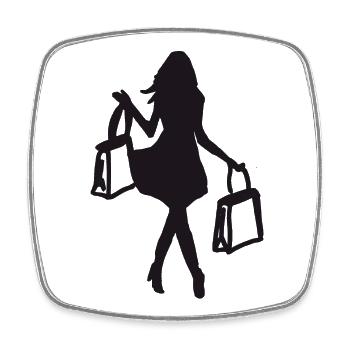 Shopping Woman - Square fridge magnet - white - Front