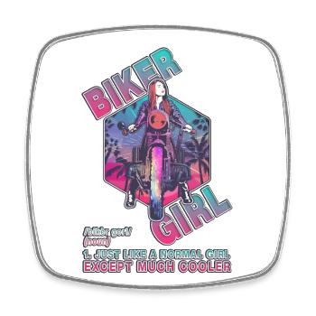 Biker Girl, Rider Girl, Racer girl definition Art - Square fridge magnet - white - Front