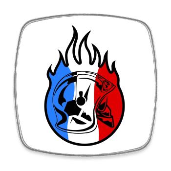 casque sp flamme 3b - Magnet carré - blanc - Devant