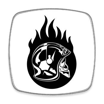 casque sp flamme - Magnet carré - blanc - Devant