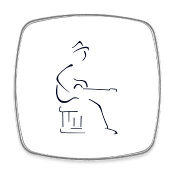 Blues-Gitarrist - Viereckiger Kühlschrankmagnet - Weiß - Vorne