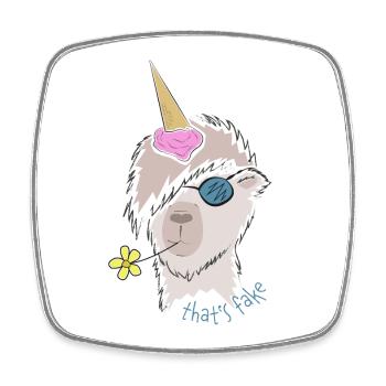 Alpaka / Lama - Unikorn? That's fake! - Viereckiger Kühlschrankmagnet - Weiß - Vorne