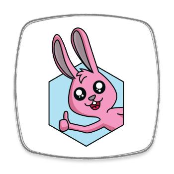 Pouce levé pour le lapin - Magnet carré - blanc - Devant