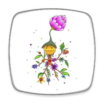 Mystischer Kobold Blumenliebe SVENPAINT - Viereckiger Kühlschrankmagnet - Weiß - Vorne