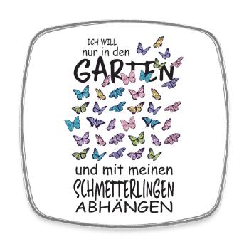 Schmetterlinge und mein Garten - Viereckiger Kühlschrankmagnet - Weiß - Vorne