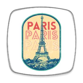 Badge retro, Paris France est ma ville natale - Magnet carré - blanc - Devant