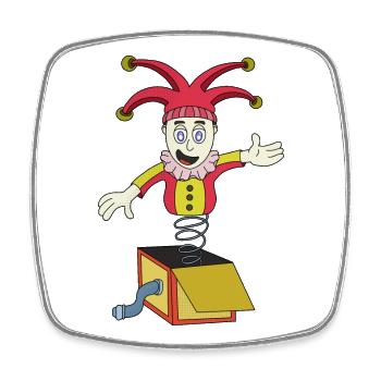 Surprise box with a clown - Square fridge magnet - white - Front
