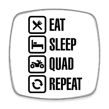 VTT véhicule tout-terrain Eat sleep quad répéter - Magnet carré - blanc - Devant