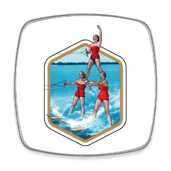 Ski nautique et acrobaties - Magnet carré - blanc - Devant