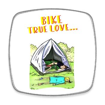 Bike True Love Camping - Viereckiger Kühlschrankmagnet - Weiß - Vorne