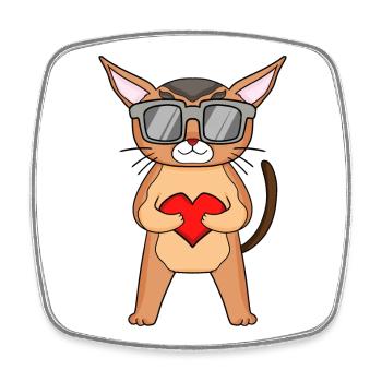 Chausie avec des lunettes de soleil et du cœur - Magnet carré - blanc - Devant