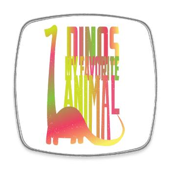 Dino ist mein Lieblings Tier - Viereckiger Kühlschrankmagnet - Weiß - Vorne