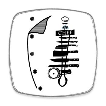 Chef - Magnet carré - blanc - Devant